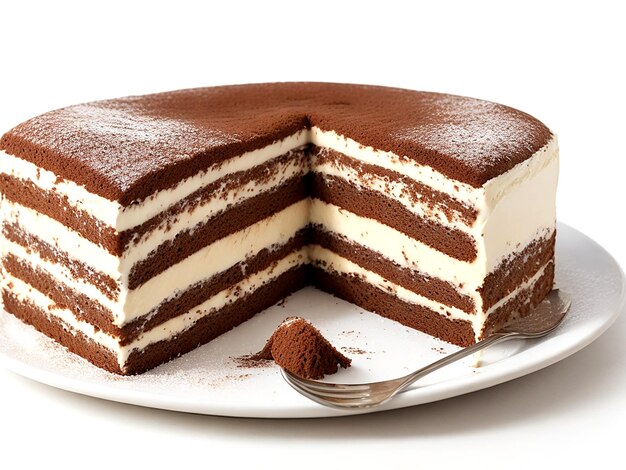 Klassischer italienischer Tiramisu-Kuchen, isoliert auf einem transparenten Hintergrund AI_Generated