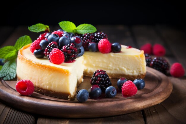 Klassischer Käsekuchen mit frischer Beerengarnierung Elegante Dessertoption