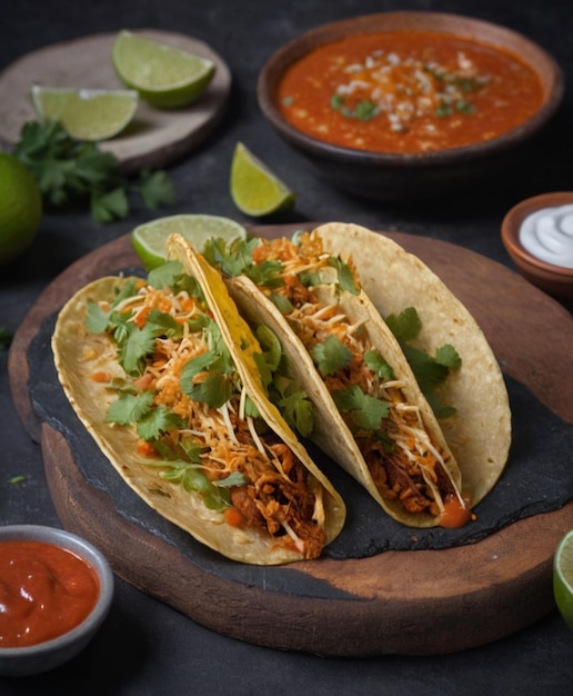 Foto klassischer mexikanischer taco mit saftiger füllung und soße