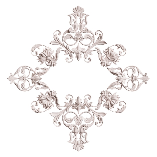 Foto klassischer weißer rahmen mit ornamentdekor isolierte 3d-darstellung