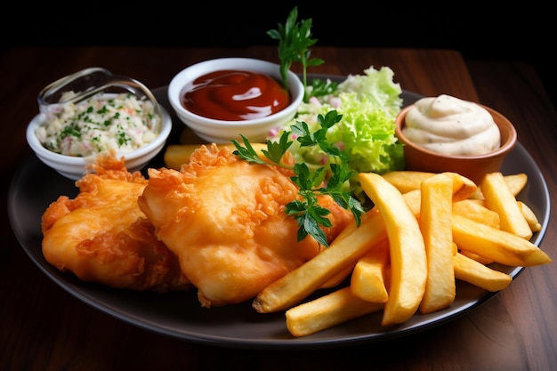 Klassisches englisches Fish and Chips Generative Ai