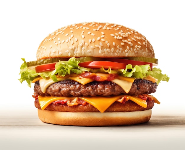 Klassisches Hamburger-Stockfoto isoliert in Weiß