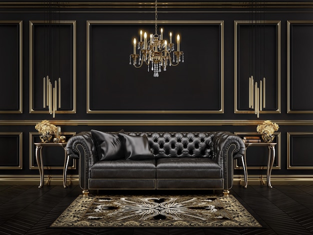 Klassisches Interieur in Schwarz und Gold