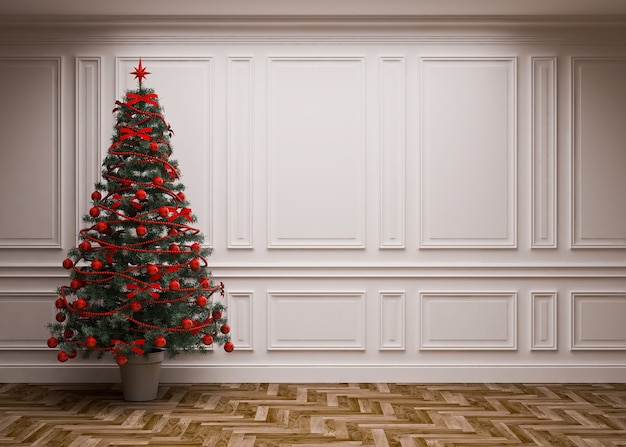 Klassisches Interieur mit Weihnachtsbaum