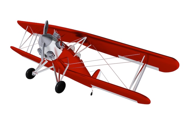 Klassisches rotes Doppelflugzeug isoliert auf Weiß