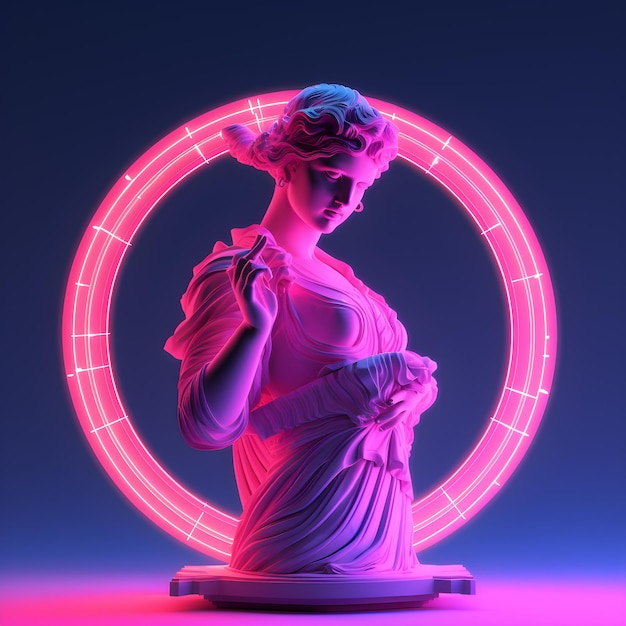 Klassisches Statuen-Hintergrundkonzept. Vaporwave-Stil-Hintergrund. Klassische Skulptur-Farbverzerrung