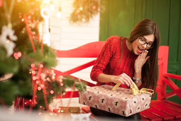 Kleid Frau Weihnachten Jahr Porträt