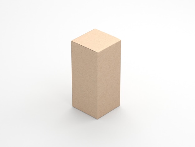Kleine bastelpapier karton box mockup auf weißem hintergrund 3d-rendering