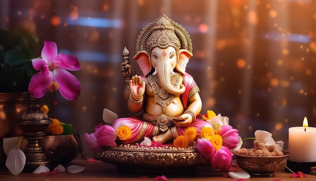 Kleine Figur von Ganesha während Diwali in Indien