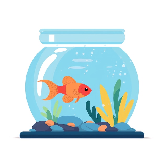 Kleine Fische im Aquarium Karikatur-Illustration, die von KI generiert wurde Bild