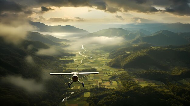 kleine Flugzeuge zeigen die Landschaft