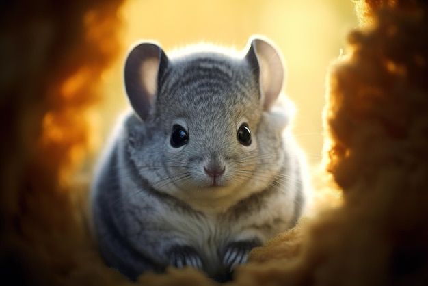 Kleine graue Chinchilla im Freien