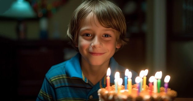 Foto kleine kinder feiern zu hause geburtstag. süßes kind feiert geburtstag mit kuchen und festlich