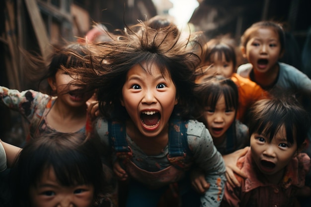 Kleine Kinder in China mit Ausdruck