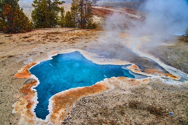 Kleine kristallklare blaue Quelle im Yellowstone National Park