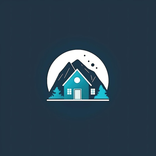 Kleine ländliche Hütte, minimalistische Emblem-Illustration