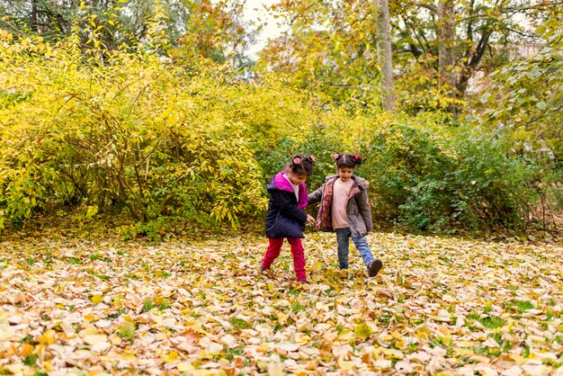 Foto kleine mädchen im herbstpark