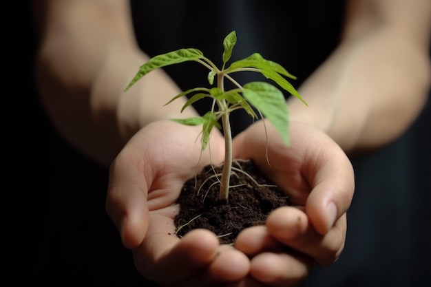 Kleine Naturpflanze mit Wurzeln Erzeuge Ai