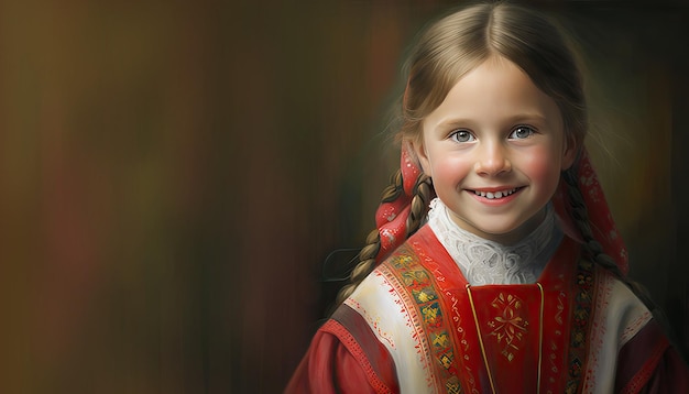 Kleine russische Mädchenillustration durch generative KI