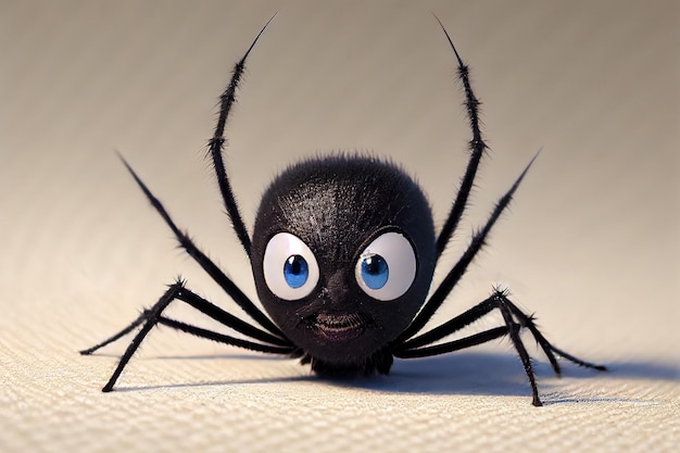 Kleine schwarze Spinne Cartoon Generative KI