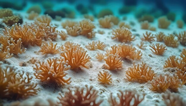 Foto kleine seeanemonen auf dem meeresboden in guter gesundheit