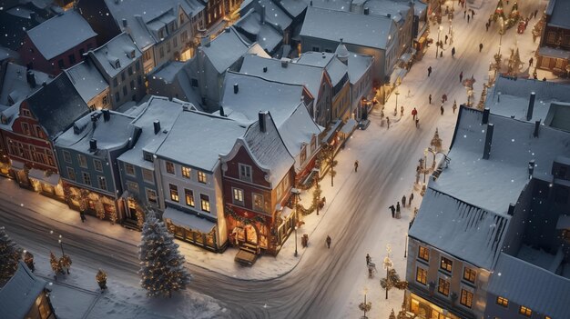 Kleine Stadt im Winterurlaub