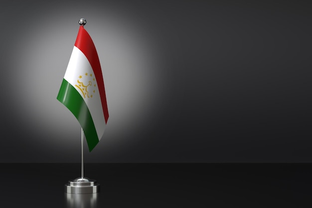 Kleine Tadschikistan-Flagge vor schwarzem Hintergrund 3D-Rendering