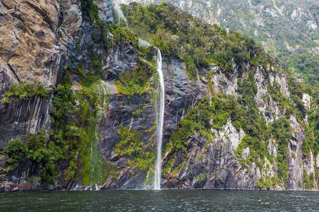 Kleine Wasserbäche aus den Bergen Fiordland Park Südinsel Neuseeland