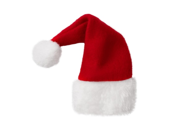 Kleine Weihnachtsmütze, isoliert auf weiss Weihnachtsmann-Hut als Element für Design