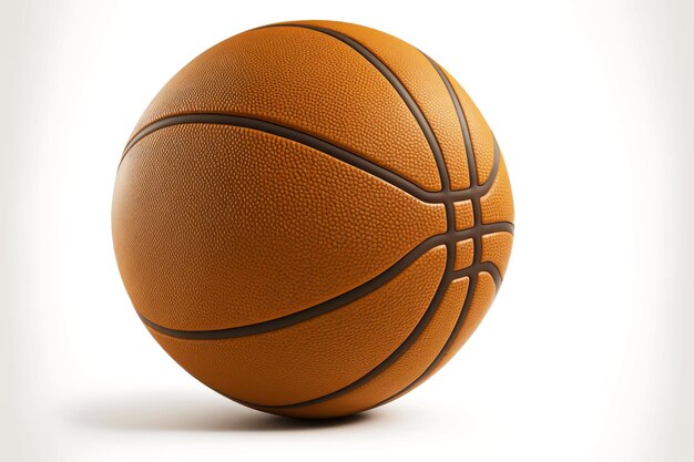 Foto kleiner brauner basketballball ohne luft auf weißem hintergrund