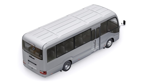 Kleiner Bus für Stadt- und Vorortreisen Auto mit leerer Karosserie für Design und Werbung 3D-Darstellung