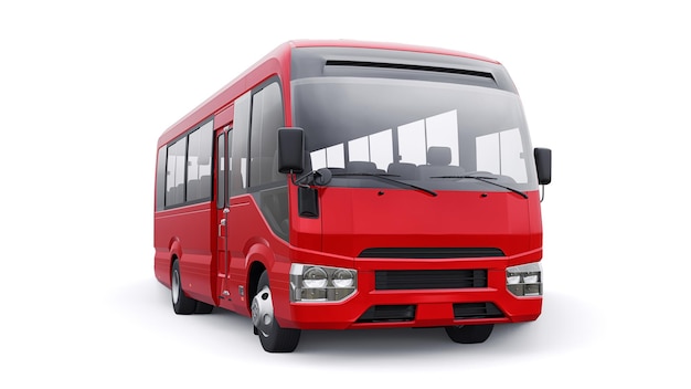 Kleiner Bus für Stadt- und Vorortreisen Auto mit leerer Karosserie für Design und Werbung 3D-Darstellung