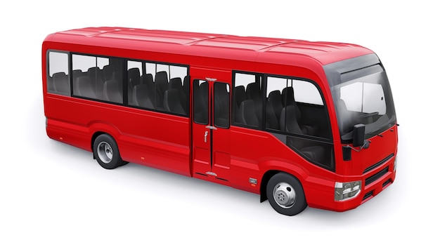 Kleiner Bus für Stadt- und Vorortreisen Auto mit leerer Karosserie für Design und Werbung 3D-Darstellung