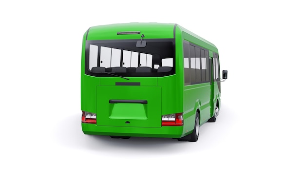 Kleiner grüner Bus für Stadt- und Vorortreisen Auto mit leerer Karosserie für Design und Werbung 3D-Darstellung