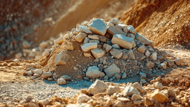 Kleiner Haufen Mineralien, der in einer Seltenerdmine gewonnen wird