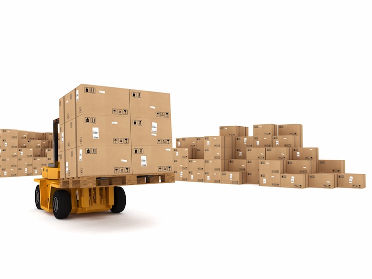Foto kleiner kranladestapel gepackter kisten