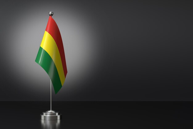 Kleiner Plurinationalstaat Bolivien Flagge vor schwarzem Hintergrund 3D-Rendering