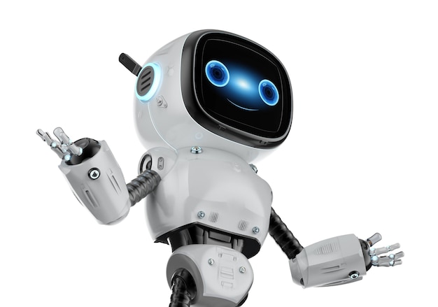 Kleiner Robot-Assistent erstreckt die Hand