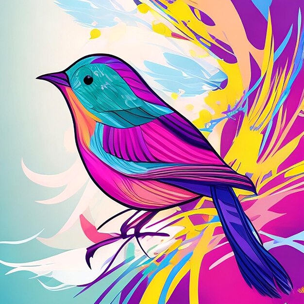 kleiner süßer Vogel Grafikdesign Clipart Flat Generative AI