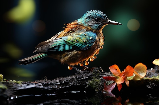 kleiner Vogel im Wald mit Bokeh-Panorama