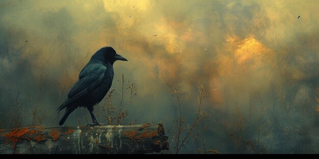 Kleiner wunderschöner Vogel mit Handzeichnung und Farbe Hintergrundillustration