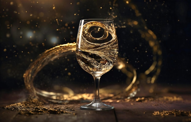 Kleines Glas Champagner mit einer Prise Gold