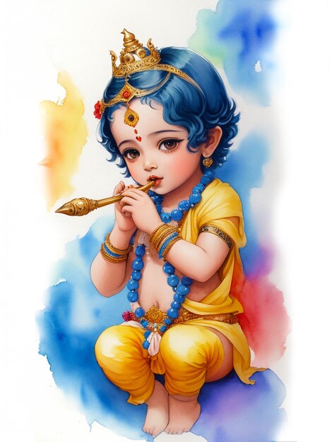 Kleines Lord Krishna-Aquarell