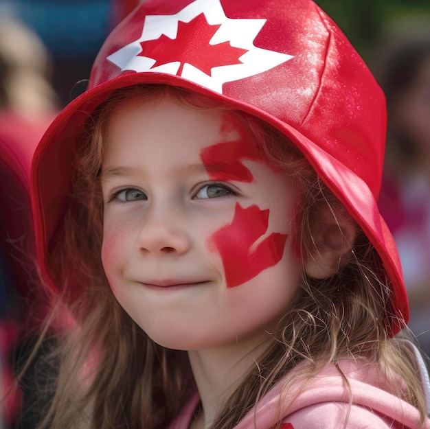 Kleines lustiges Mädchen bei der Feier zum Kanada-Tag