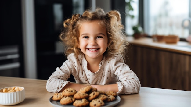 kleines Mädchen mit erwachsenen Keksen backen