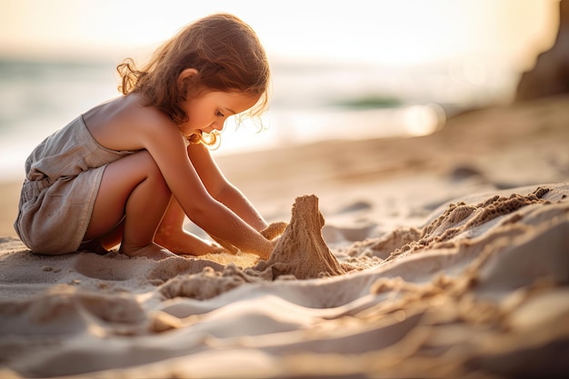 Kleines Mädchen spielt mit Sand