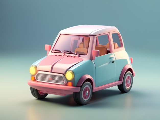 Kleines süßes isometrisches 3D-Rendering von Miniaturwagen