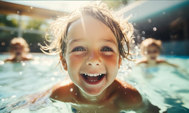 Kleinkinder genießen Schwimmunterricht im Pool