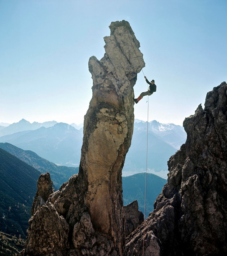 Foto kletterer am rainer turm seefelder gruppe karwendel tyrol österreich
