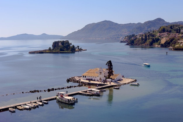 Kloster Vlacherna von Panayia und Mouse Island Griechenland Insel Korfu